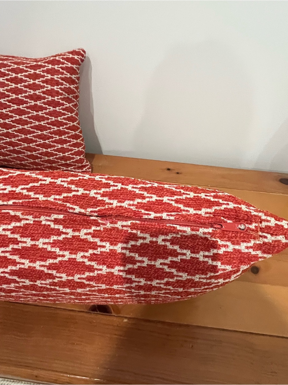 Restoration Hardware Red Indoor/Outdoor Lumbar Pillow Set - w/down blend inserts - Picture 2 of 4